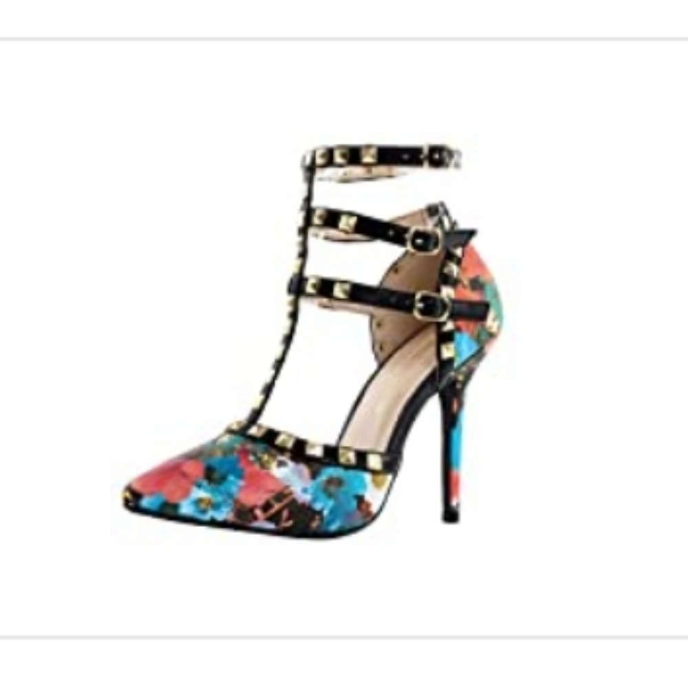 Floral strappy heel